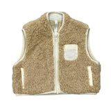 Boys Sherpa Zipper Vest in Beige