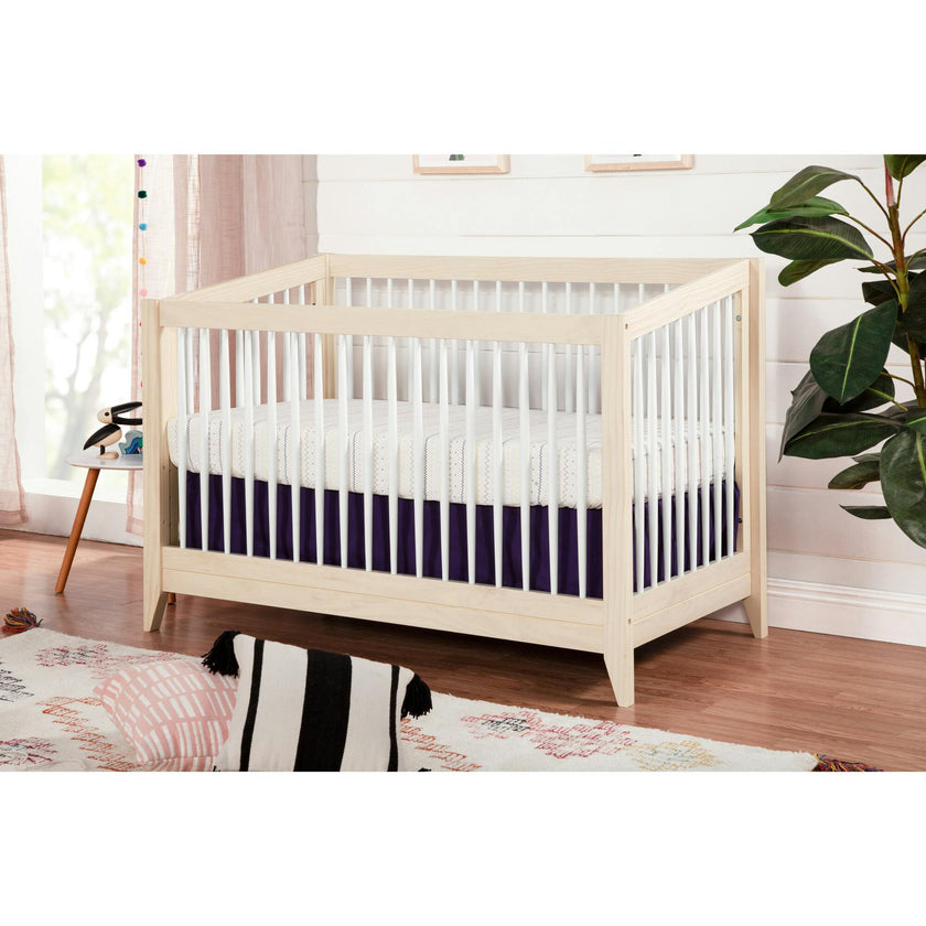 Sprout 4-in-1 Convertible Crib with Toddler Bed Conversion Kit in Washed Natural / White