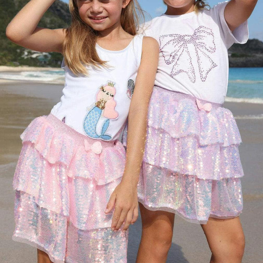 Iridescent Shimmer Sequin Skirt Pink