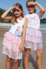 Iridescent Shimmer Sequin Skirt Pink
