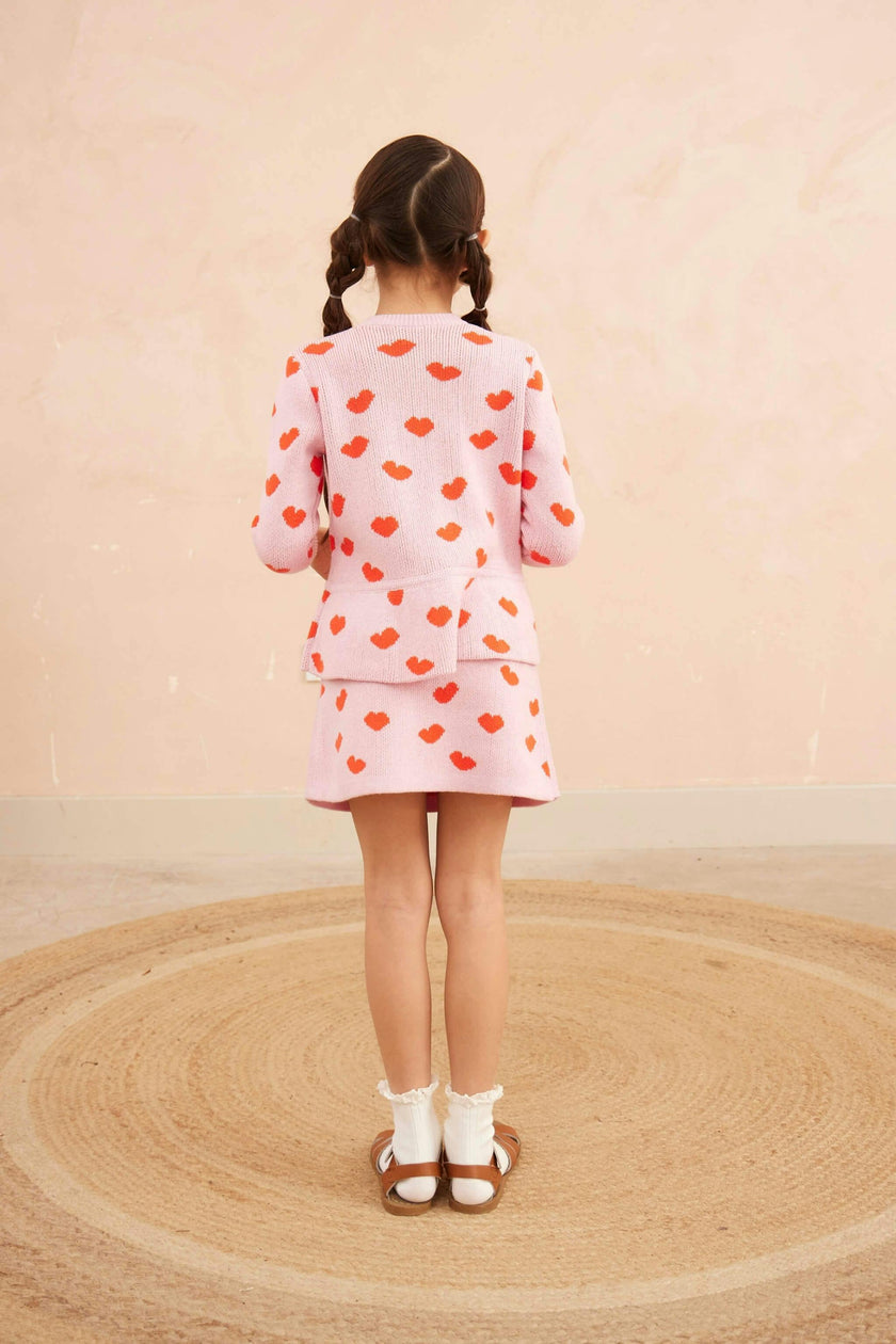 Love Hearts Peplum Cardigan | Bubble Gum