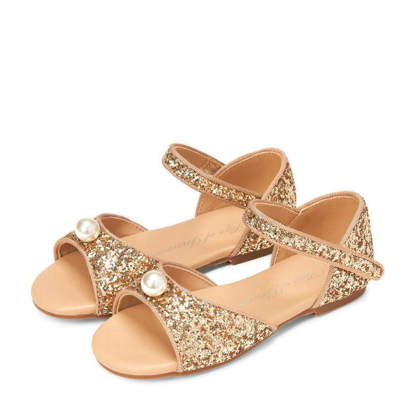 Mila Glitter Leather Slip-On Flat Sandals