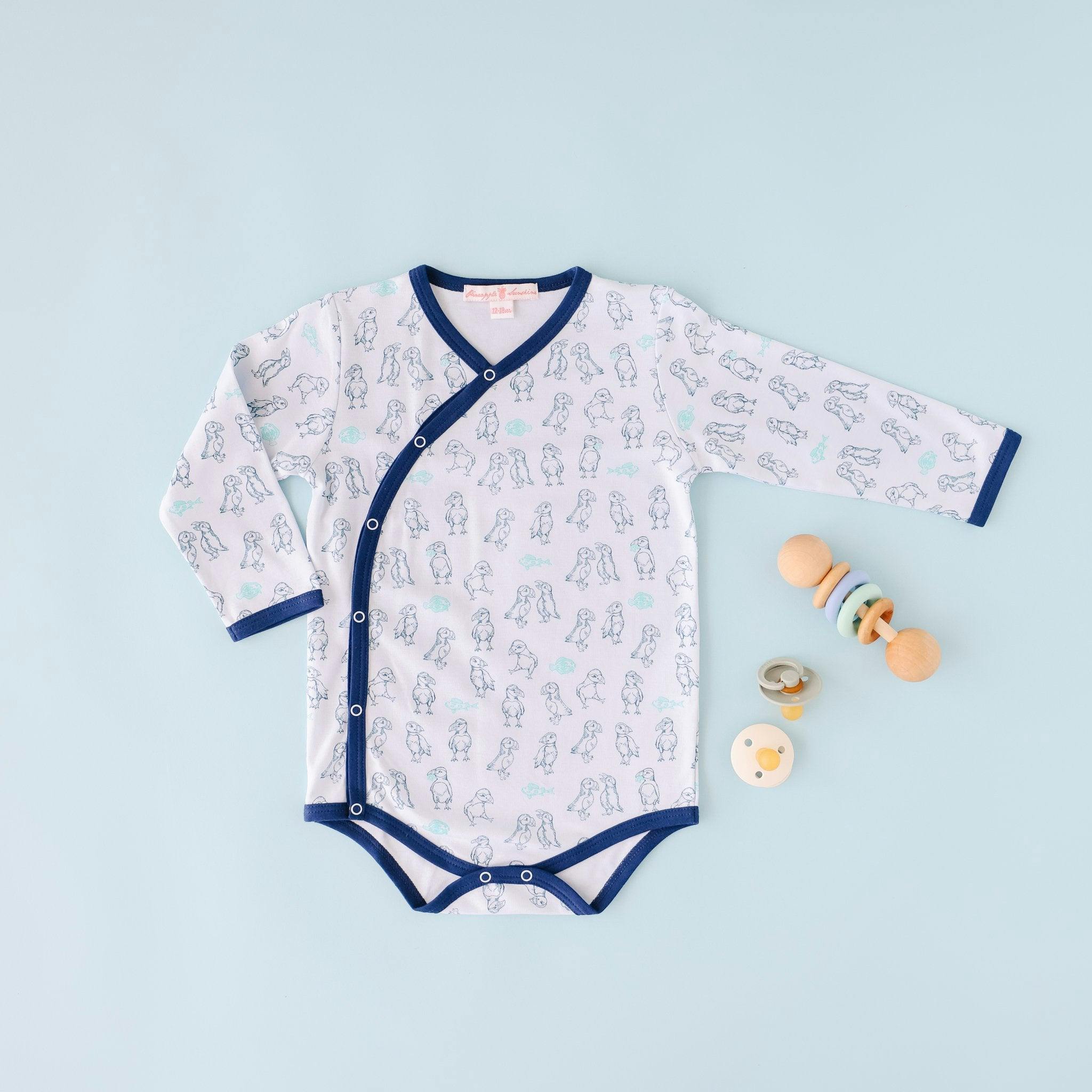 Puffin Print Kimono Onesie