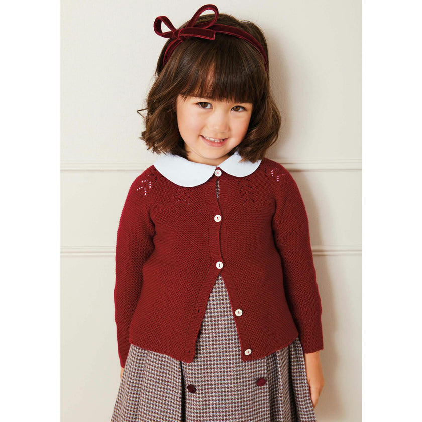 Openwork Cardigan In Burgundy (6mths-10yrs)