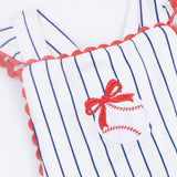 Baseball Stripe - Ric Rac Ruffle Sunsuit