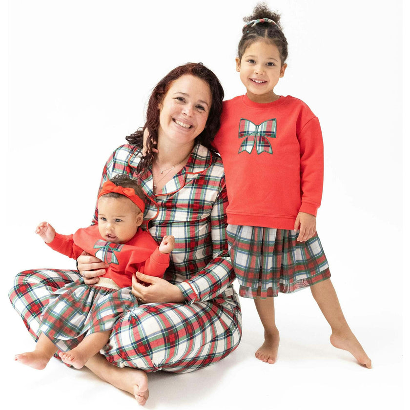 Holiday Plaid - Adult Long Sleeve Coat Style Pajama Top