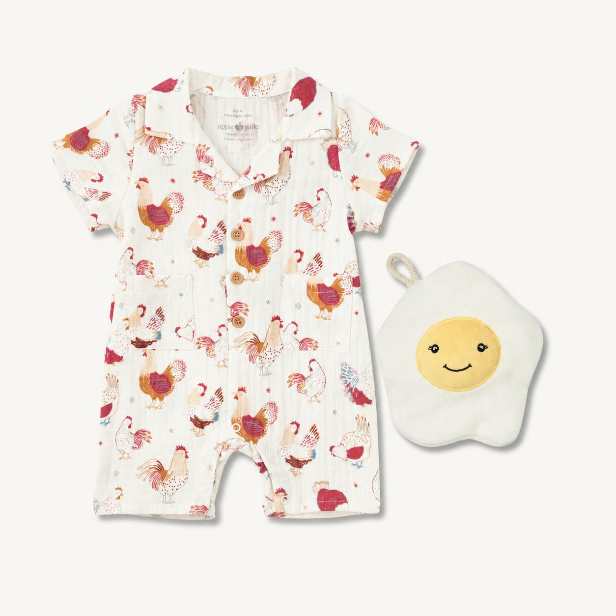 Organic Baby Gift Set – Muslin Cabana Romper + Eggie Crinkle Blankie