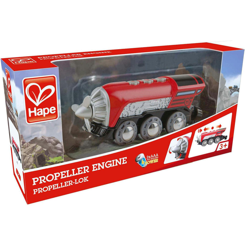 Hape: Light & Sound Propeller Engine - Red & Silver - Battery-Operated Train Toy