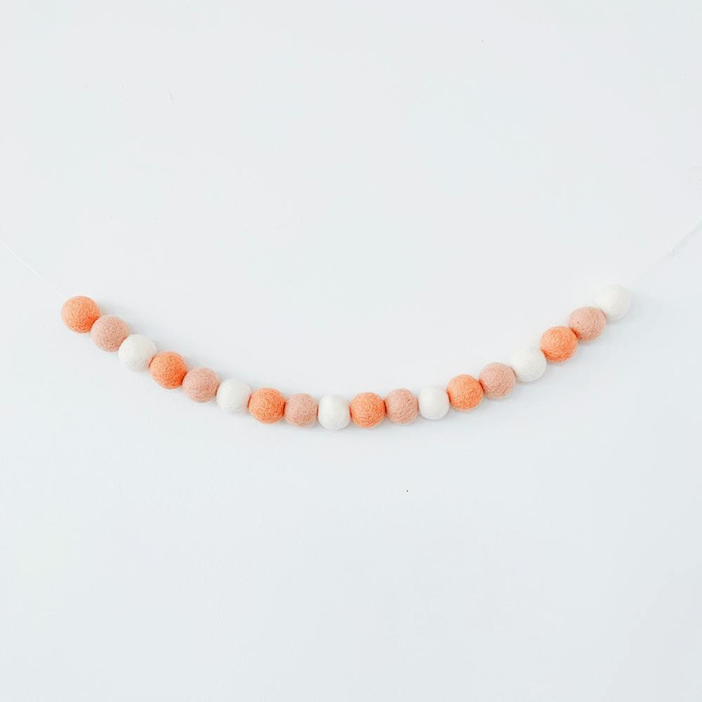 Pom Pom Wool Felt Garland - Pink & White