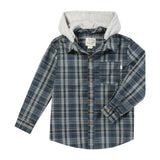 ERIN hooded shirt Blue/ grey plaid