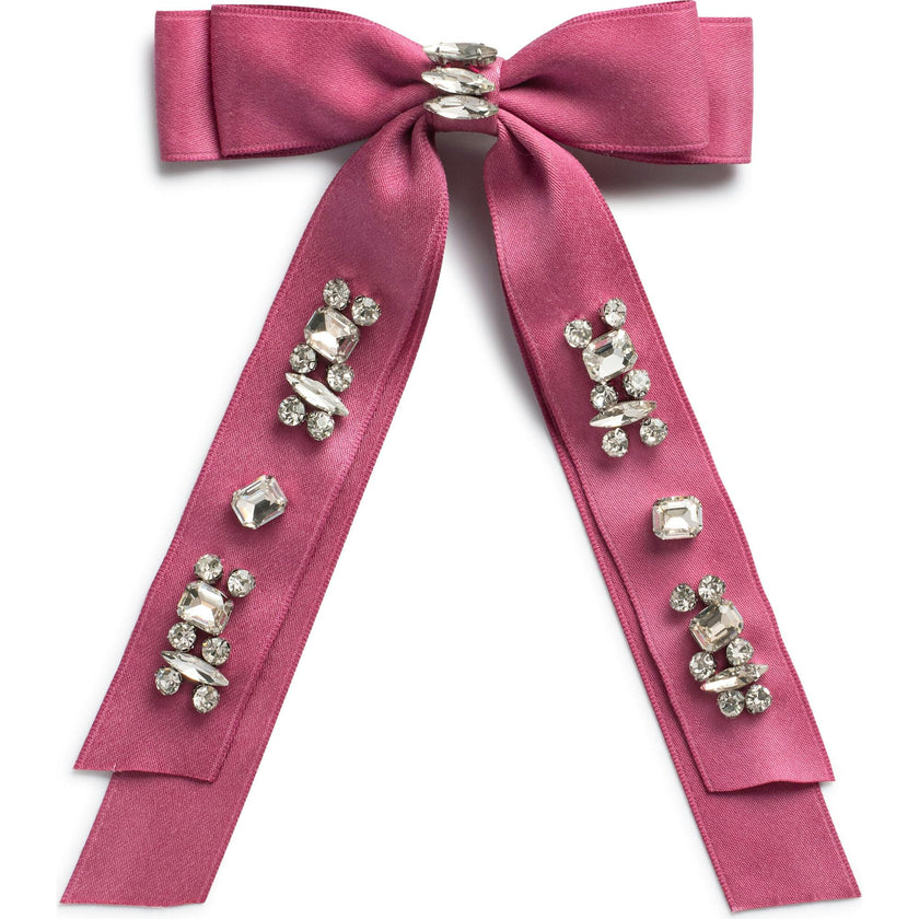 Rock Candy Rhinestone Embellished Satin Bow Clip