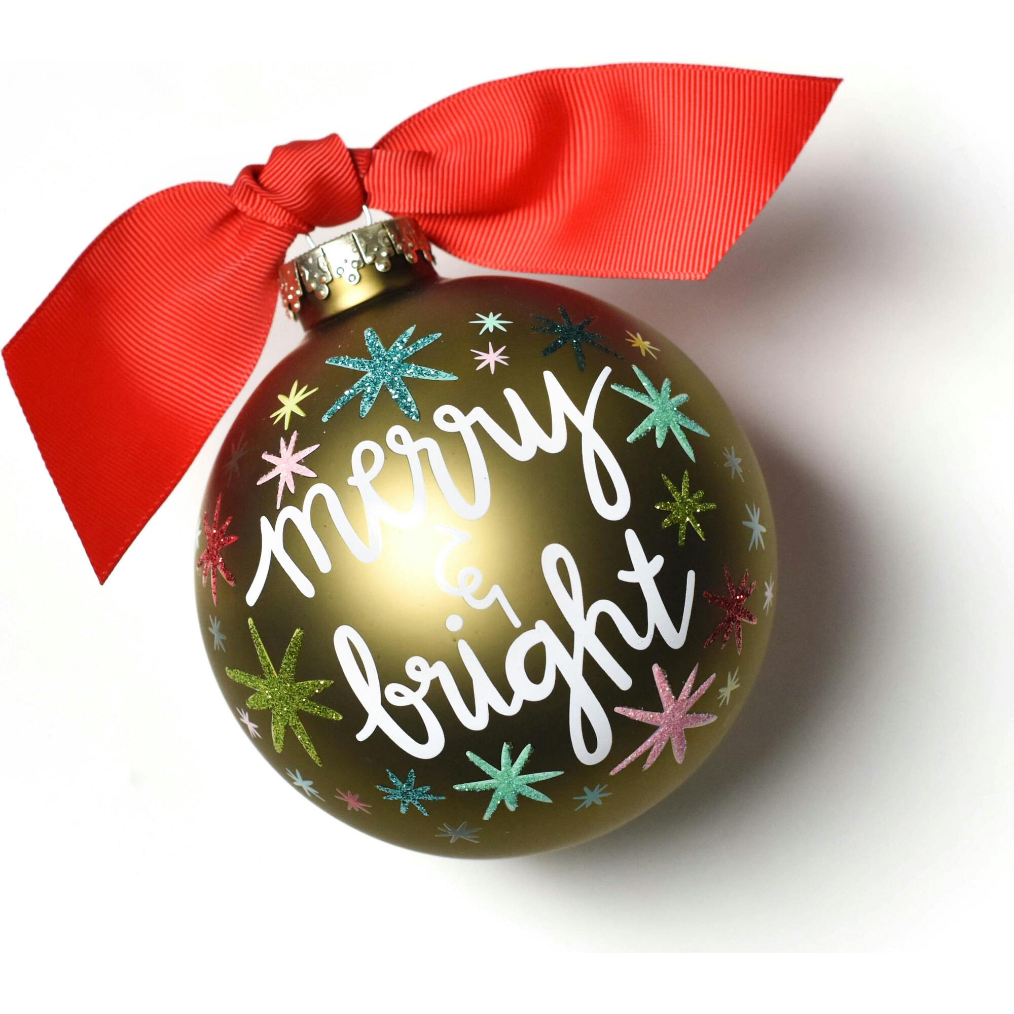 Merry and Bright Stars Glass Ornament