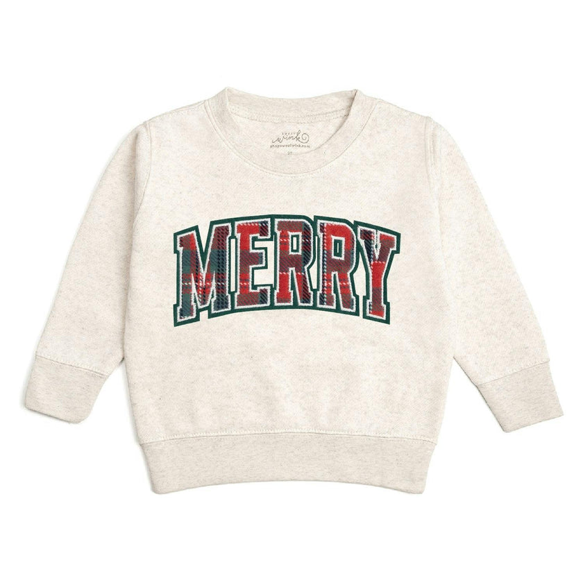 Merry Tartan Patch Christmas Sweatshirt