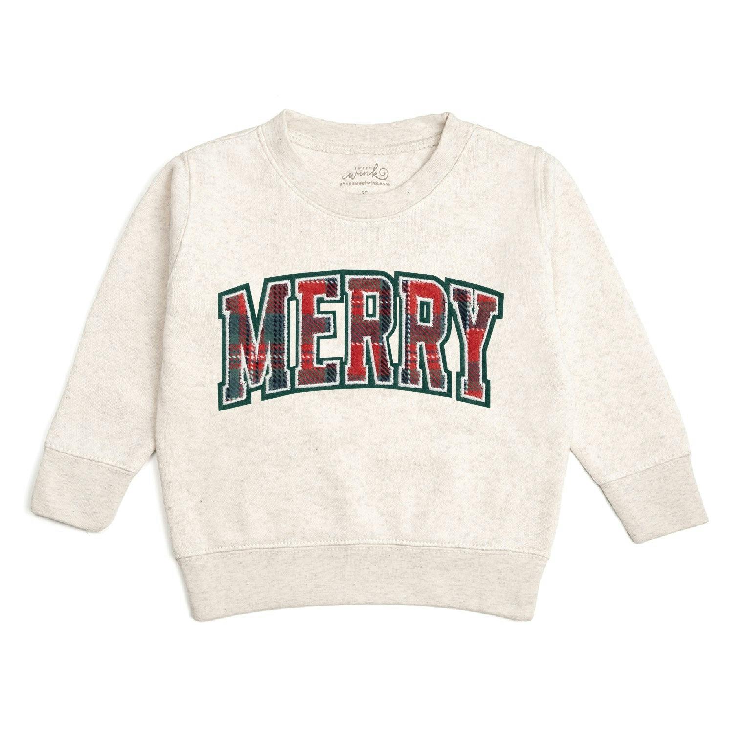 Merry Tartan Patch Christmas Sweatshirt