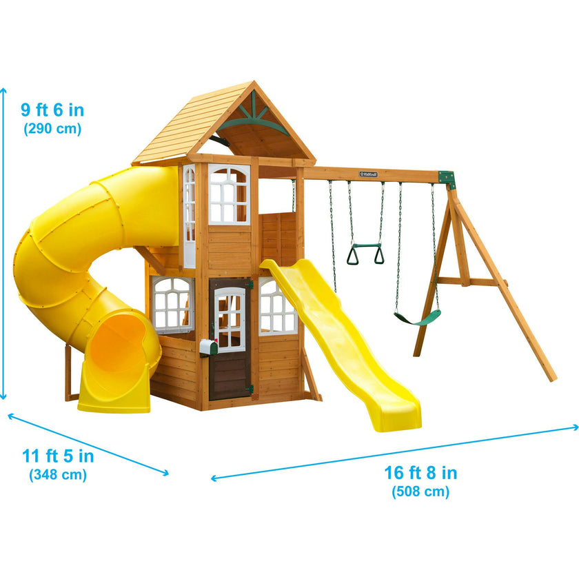 Castlewood Wooden Swing Set / Playset With Clubhouse