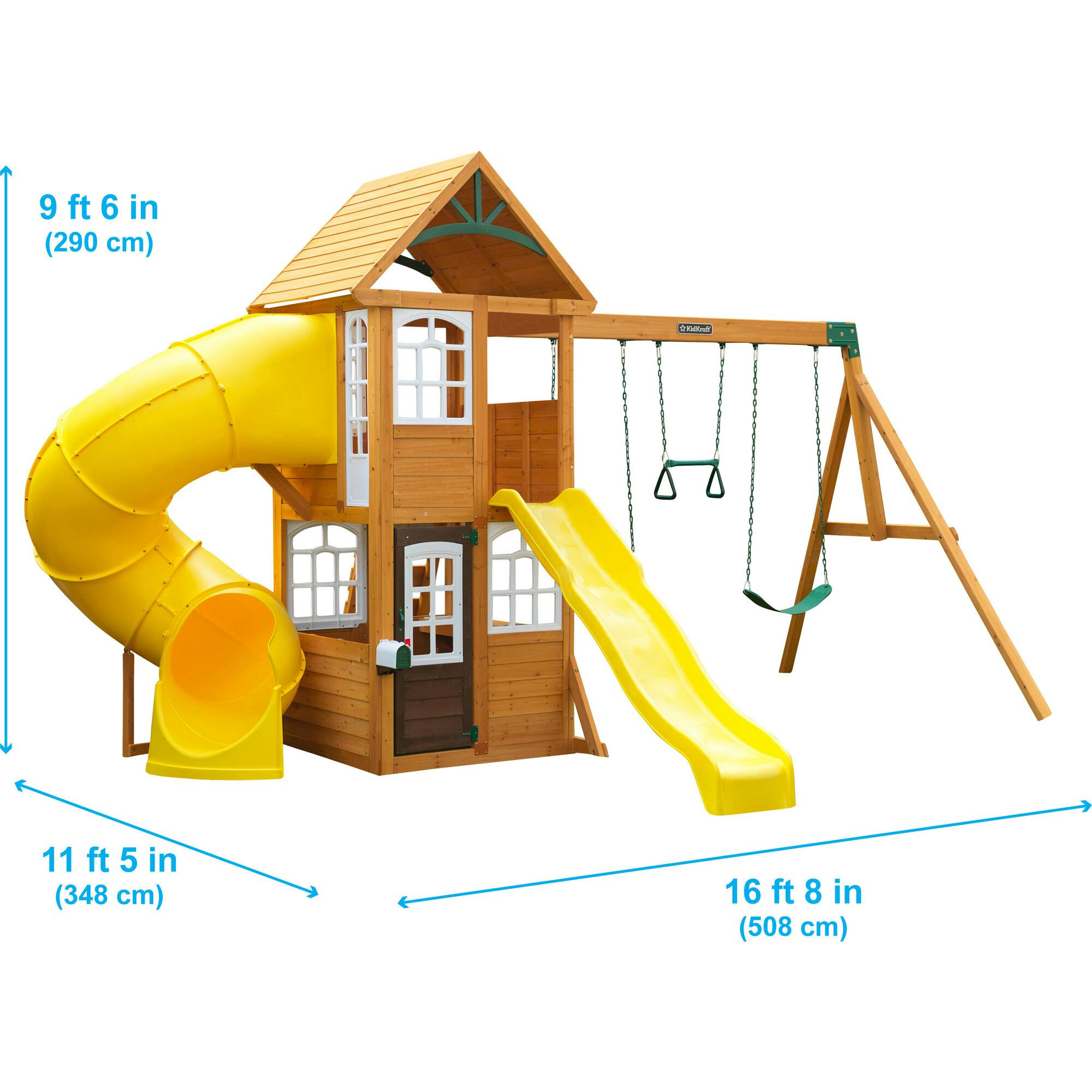 Castlewood Wooden Swing Set / Playset With Clubhouse