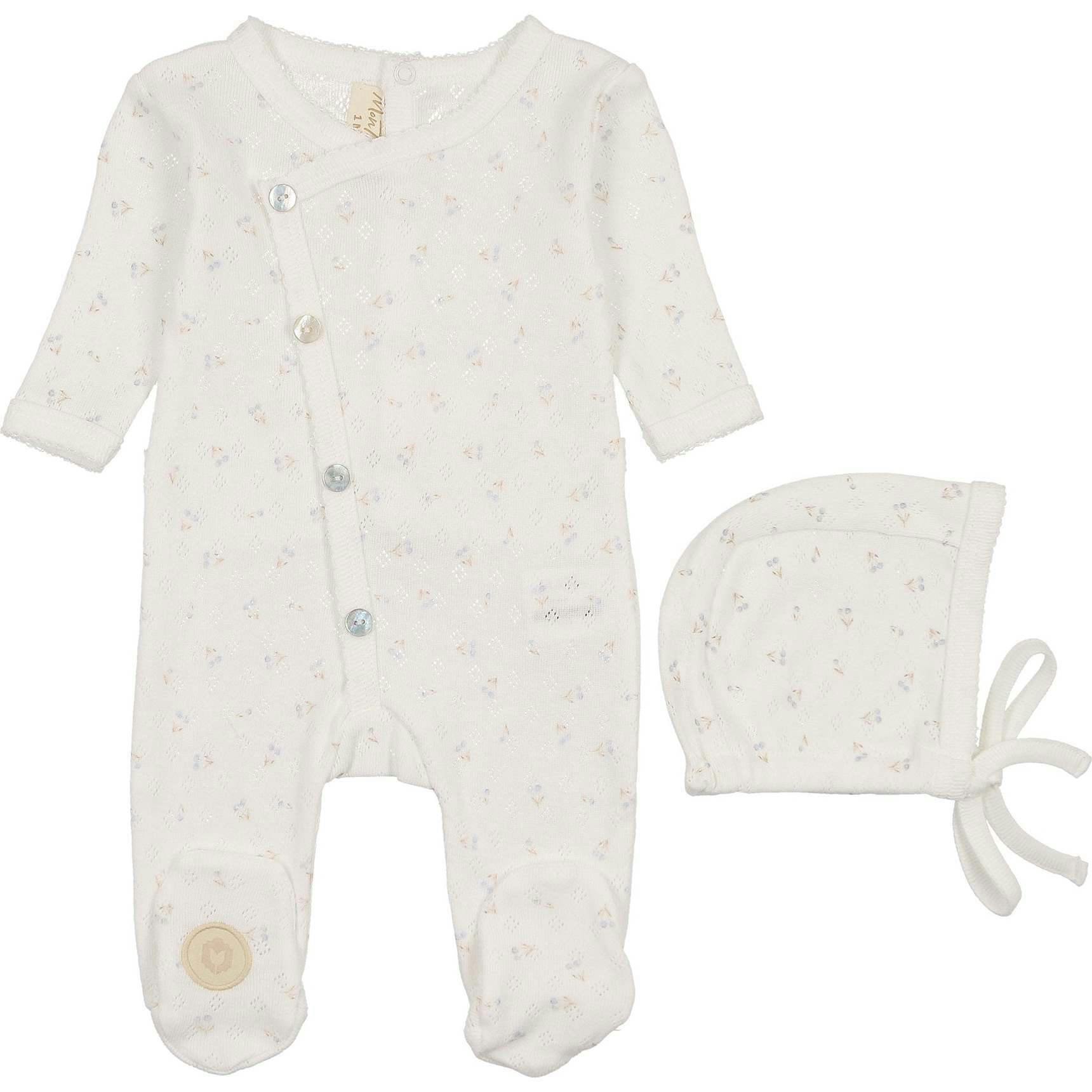 Spray of Berries Footie & Hat Set Ivory