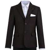 Burgundy Alexander Checked Pattern Blazer Suit Set