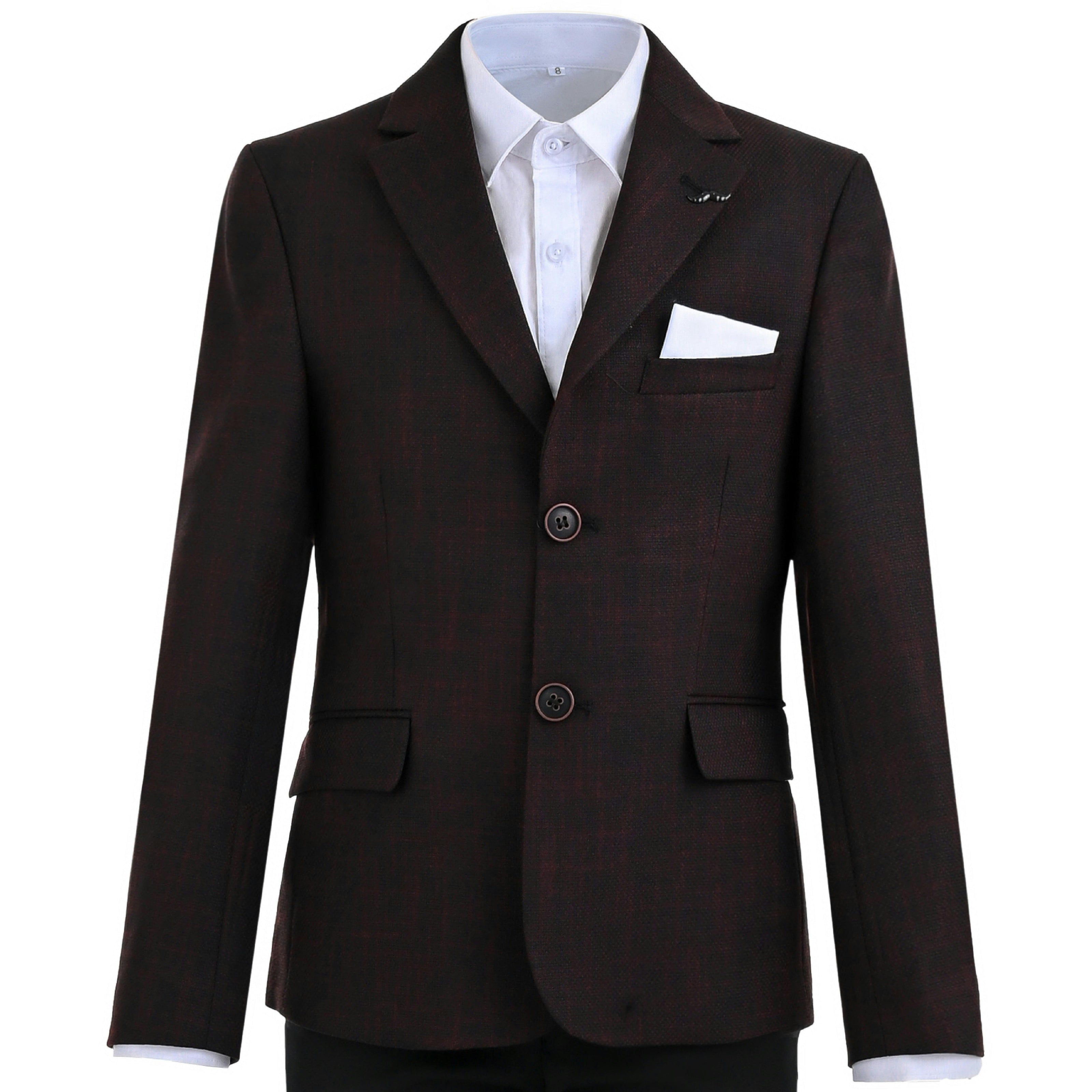 Burgundy Alexander Checked Pattern Blazer Suit Set
