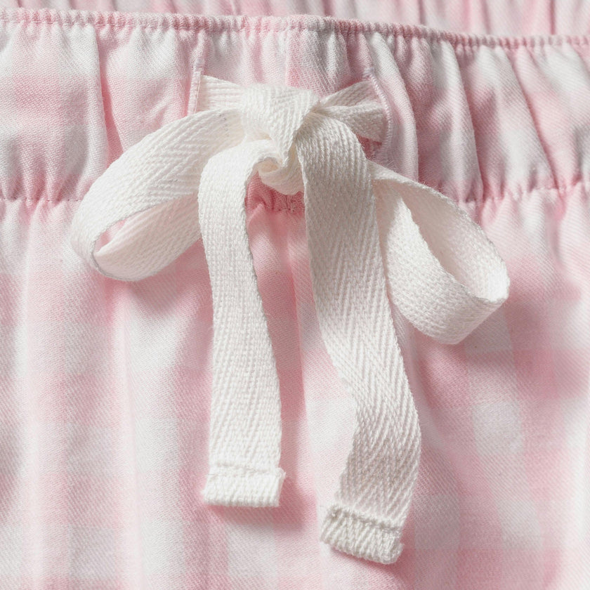 Women's Twill Pajama Short Set in Pink Gingham