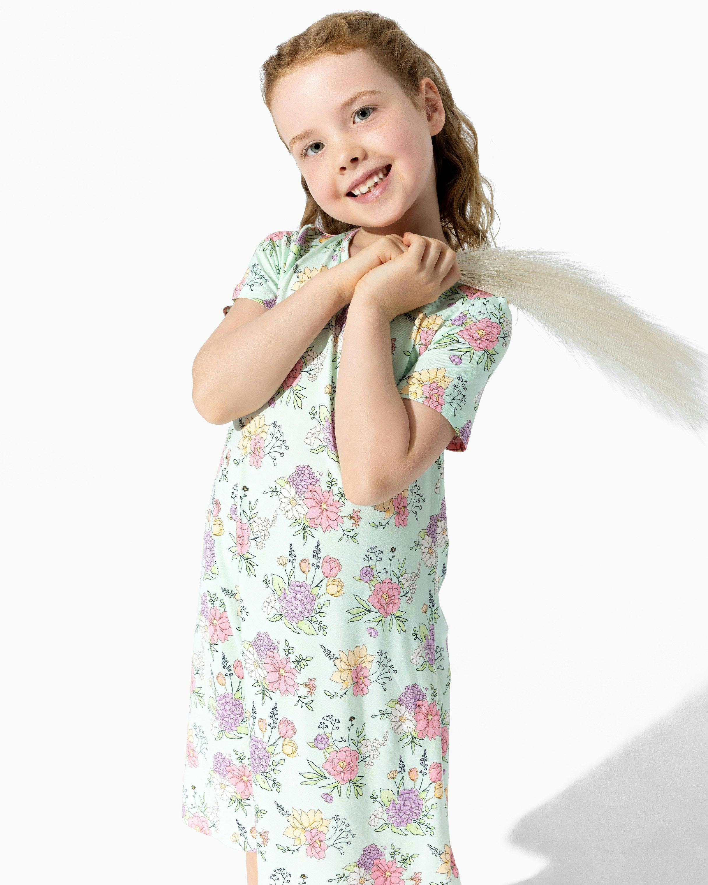 Petals & Posies Bamboo Girls' Short Sleeve Dress