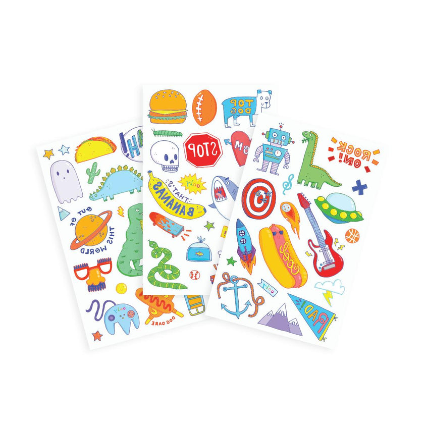 Tattoo-Palooza Temporary Tattoos - Awesome Doodles - 3 Sheets
