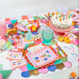 Packed Party Make a Wish Birthday Dessert Plates 10ct - Gold Foil Colorful Cake Design Party Plates, 8 Inch, 350 GSM
