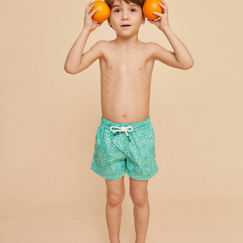 Mint Green Bandana Boys' Swim Shorts