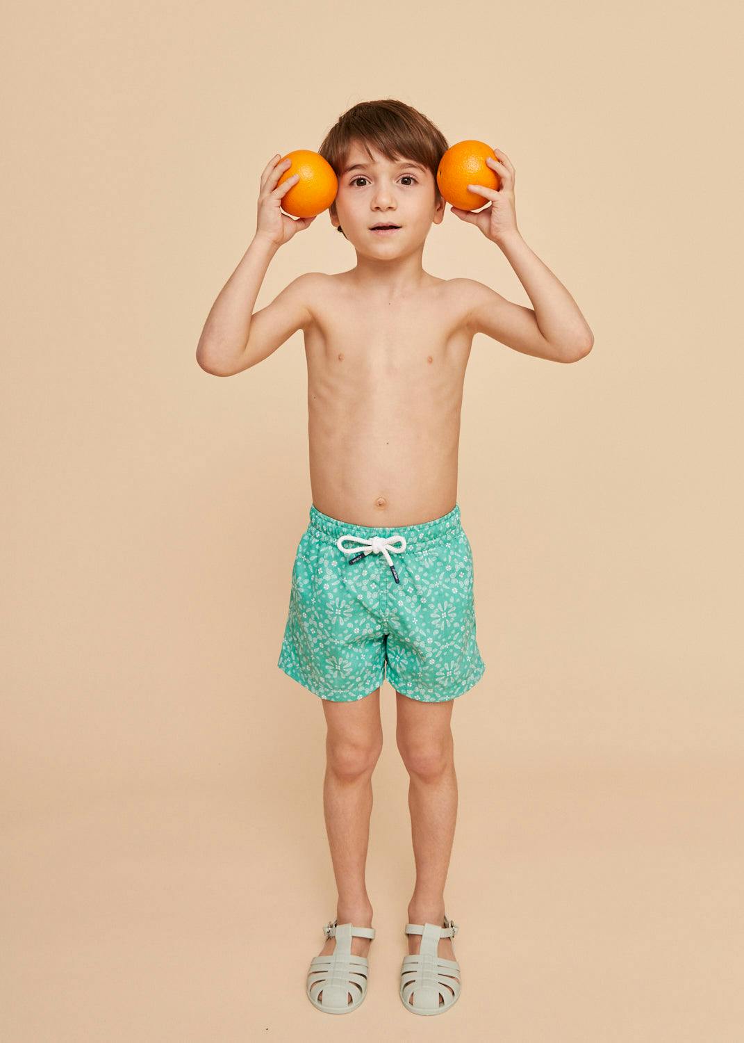 Mint Green Bandana Boys' Swim Shorts