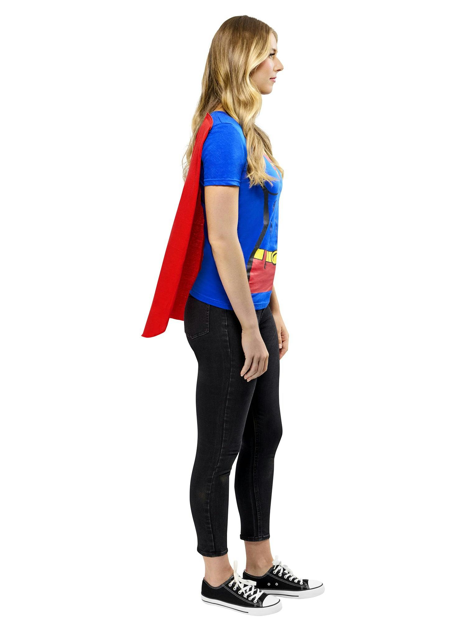 DC Comics Womens Supergirl T-Shirt w/ Cape Adult Costume