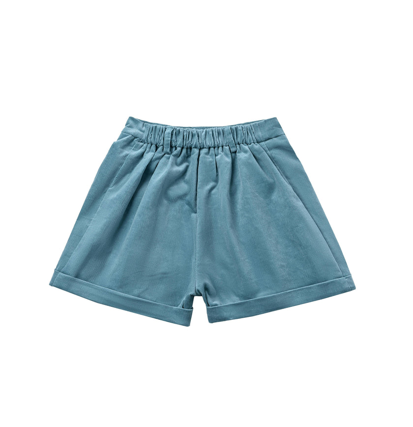 White & Teal Formal Shorts Set