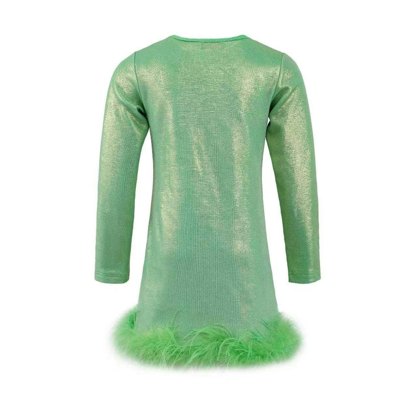 Shimmering Metallic Feather Dress Hot Pink