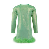 Shimmering Metallic Feather Dress Hot Pink