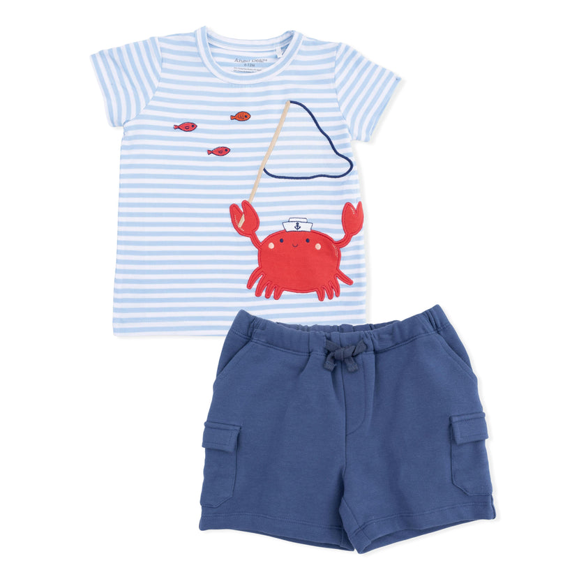 Sailor Sea Creatures Appliques - Crew Neck Tee with Cargo Short