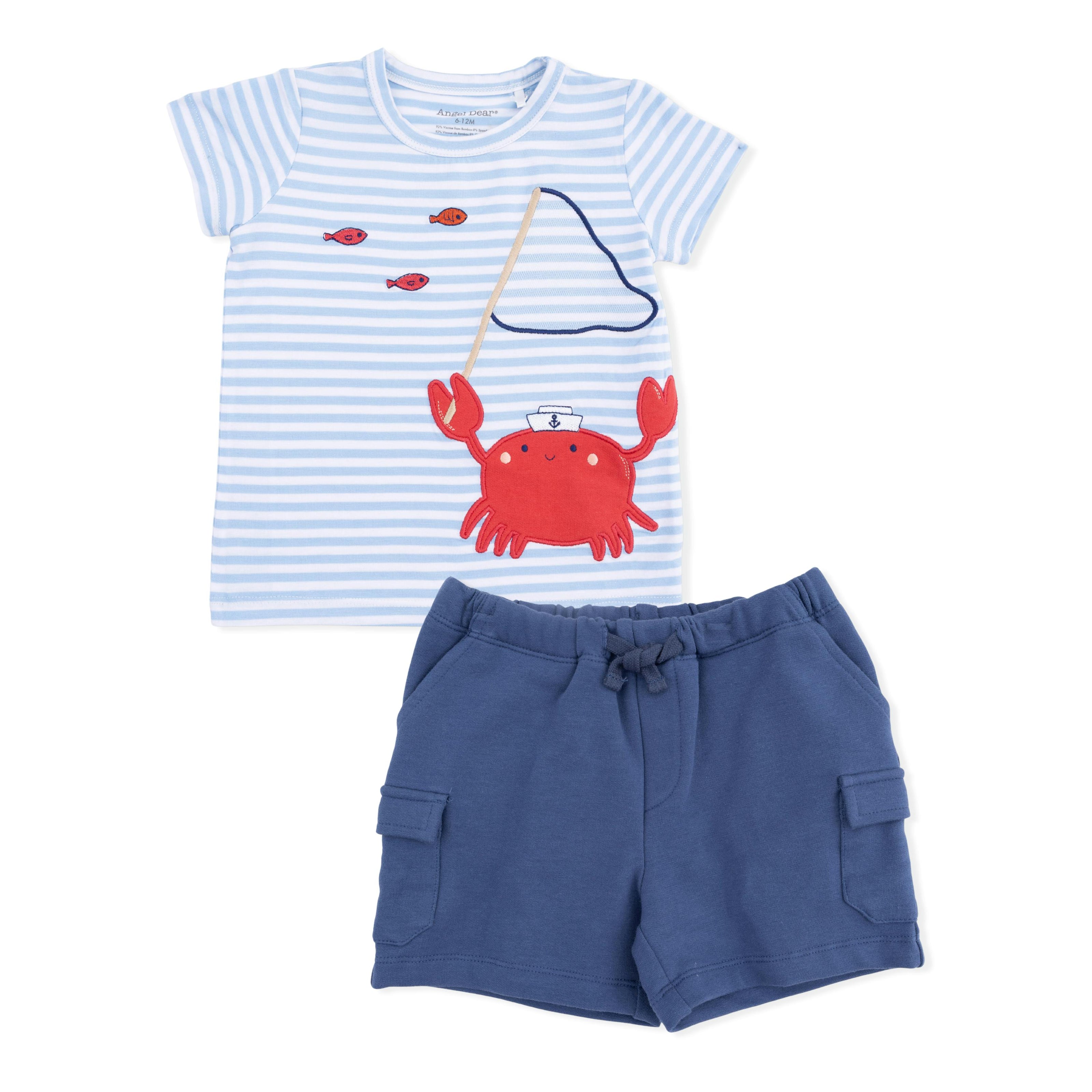 Sailor Sea Creatures Appliques - Crew Neck Tee with Cargo Short