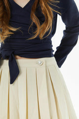 Jane Cream Soft Plaid Pleated Skort