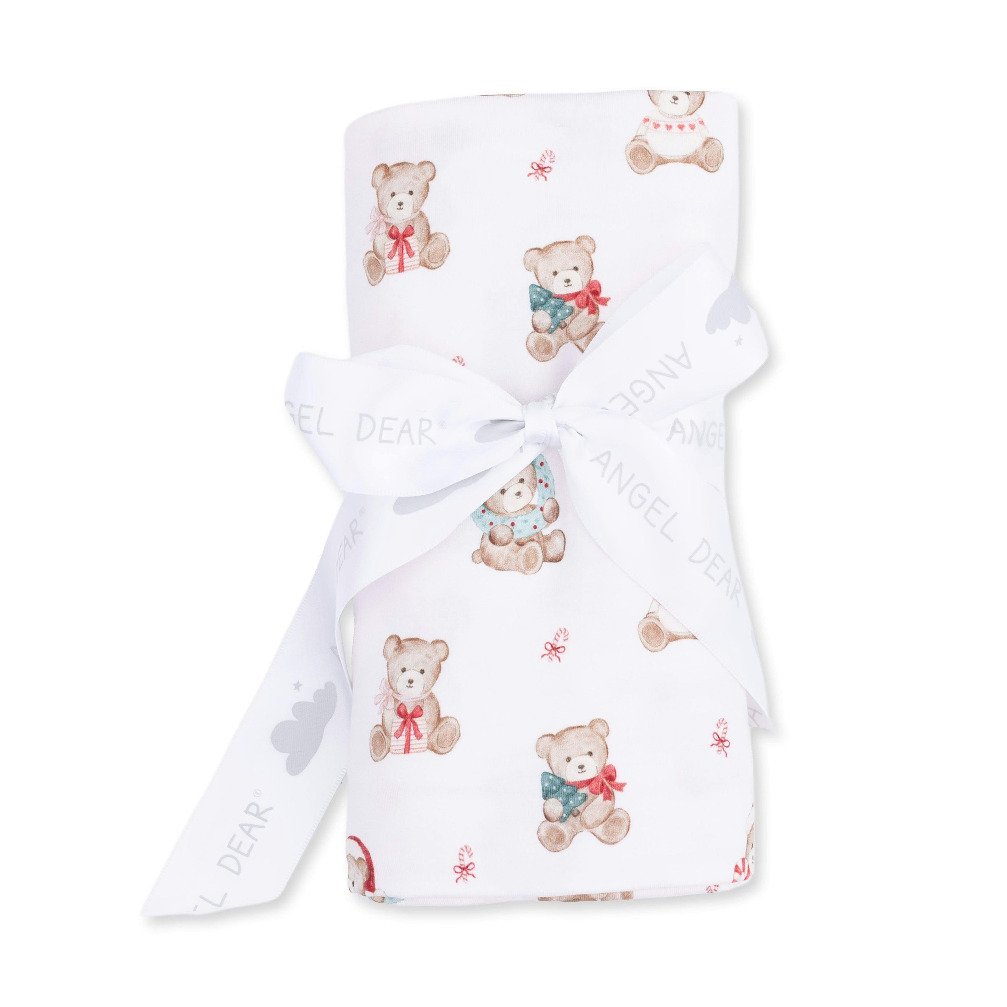 Christmas Teddy Bears Pink - Swaddle Blanket