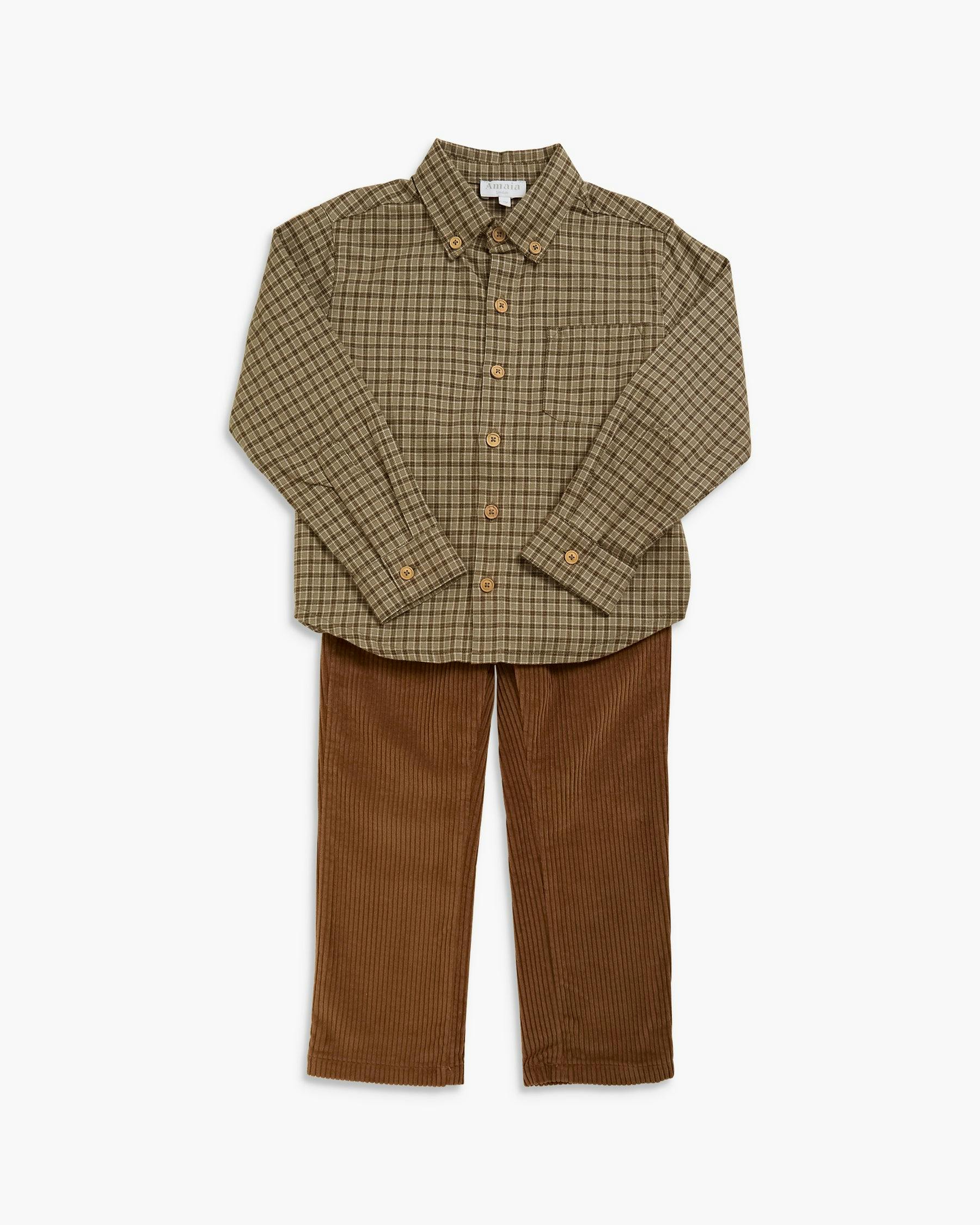Ralph Shirt Green Brown Check