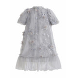 Silver Bloom Embroidered Occasion Dress