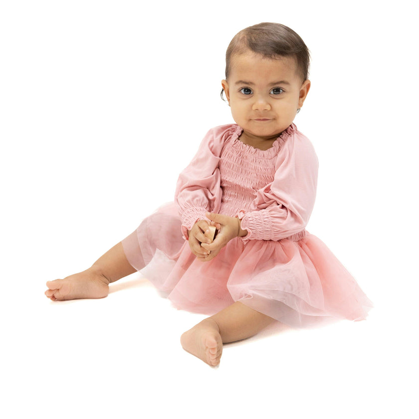 Solid Lotus - Long Sleeve Smocked Bubble with Tutu