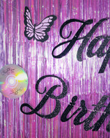 Y2K Birthday Banner - black glitter banner