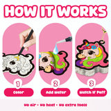 Aqua Fluffs Mess-Free 3D Puffs Art Kit for Kids Double-Sided Craft Set Kit