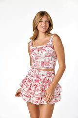 Gemma Square Neck Top Toile Print