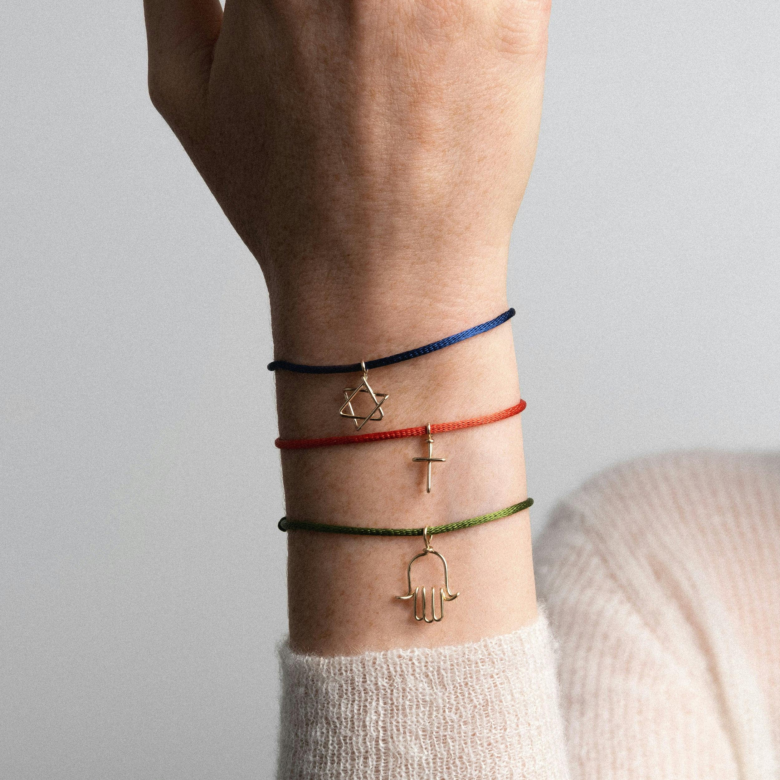 Symbolic Star of David Cord Bracelet, 14k Gold-Filled