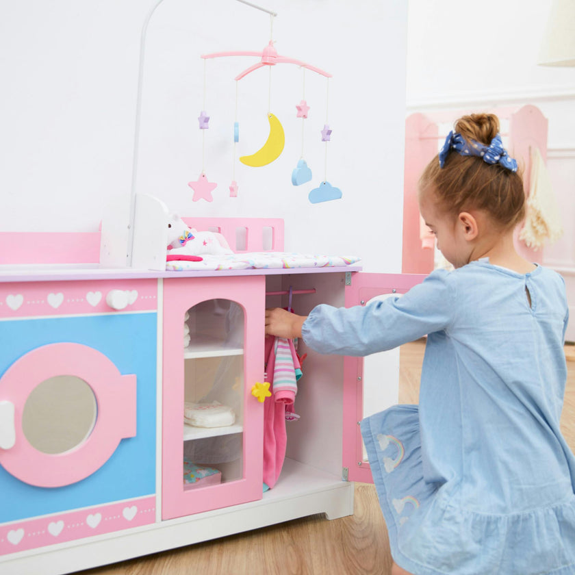 Olivia's Little World Wooden Baby Doll 6-in-1 Changing Station
