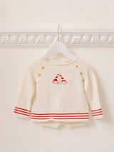 Red Stripe Ancla Cotton Baby Knitted Set