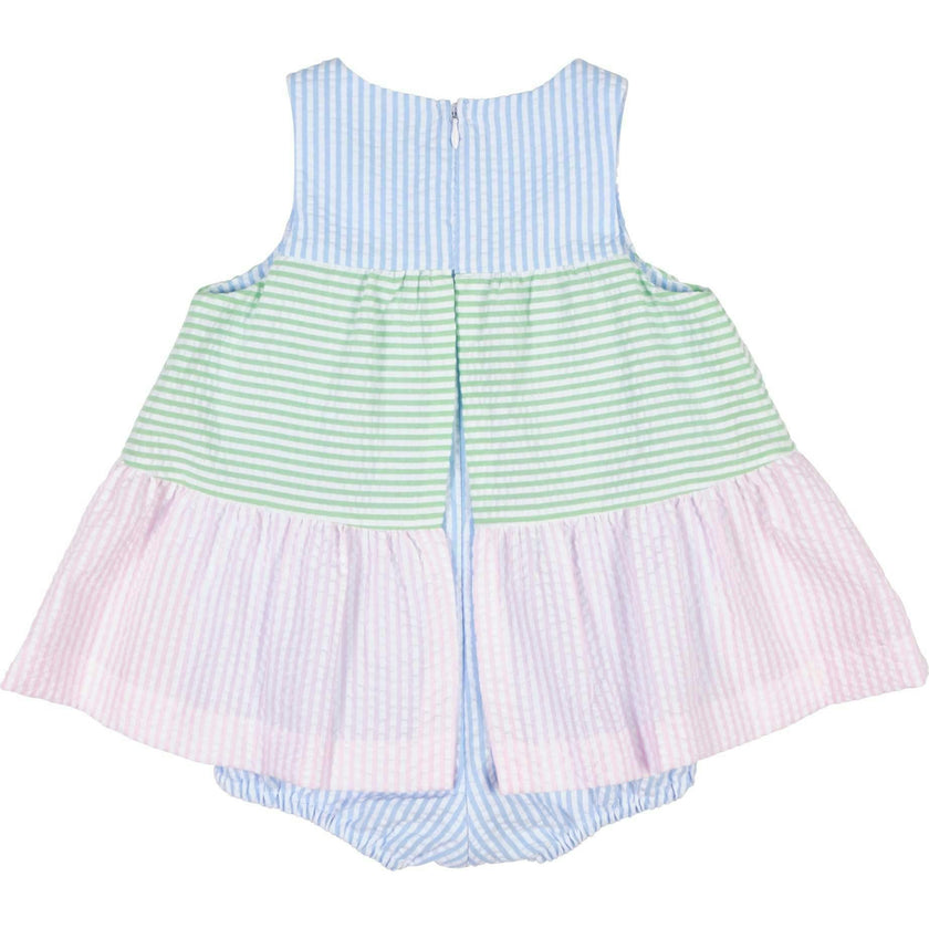 Seersucker Romper With Tulips