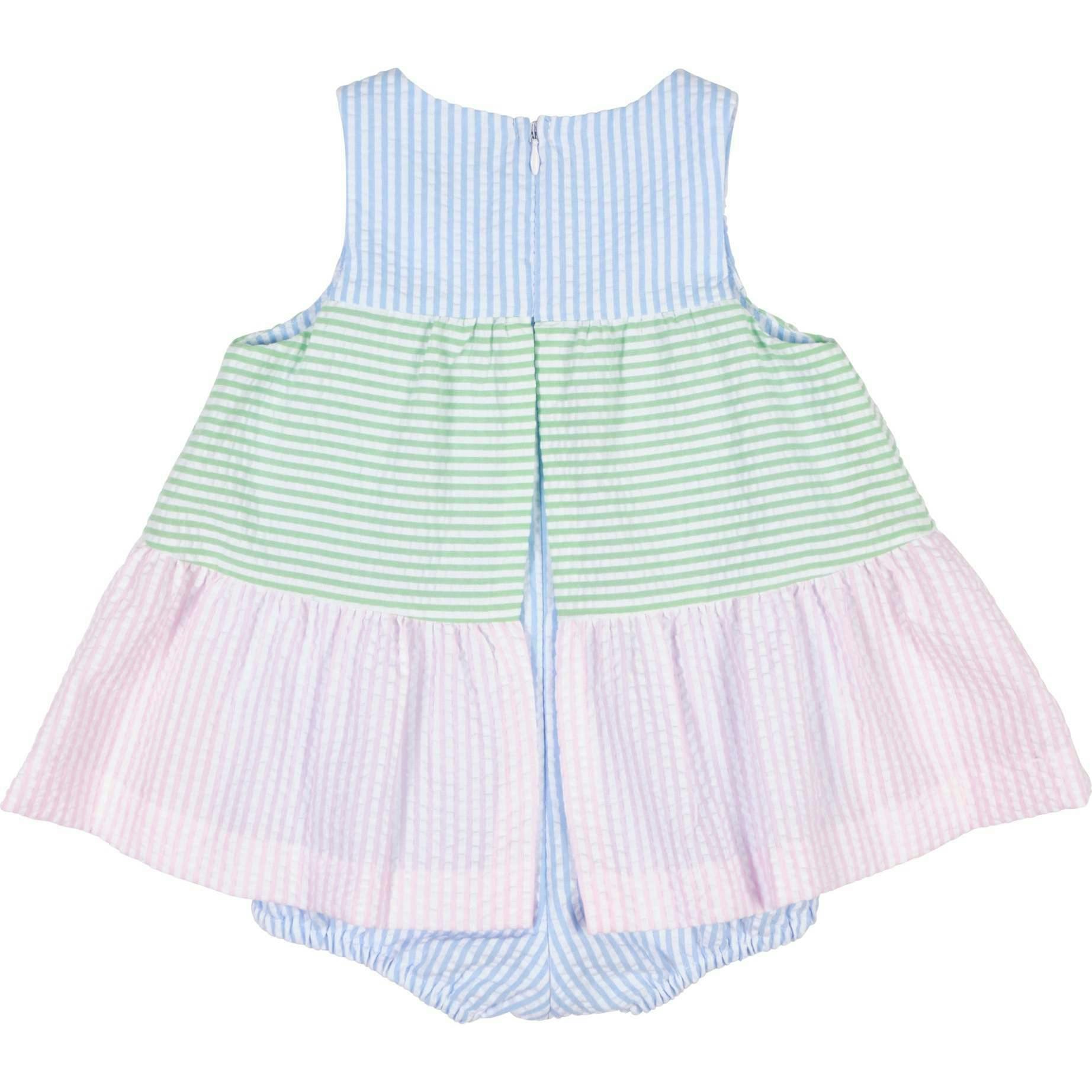 Seersucker Romper With Tulips