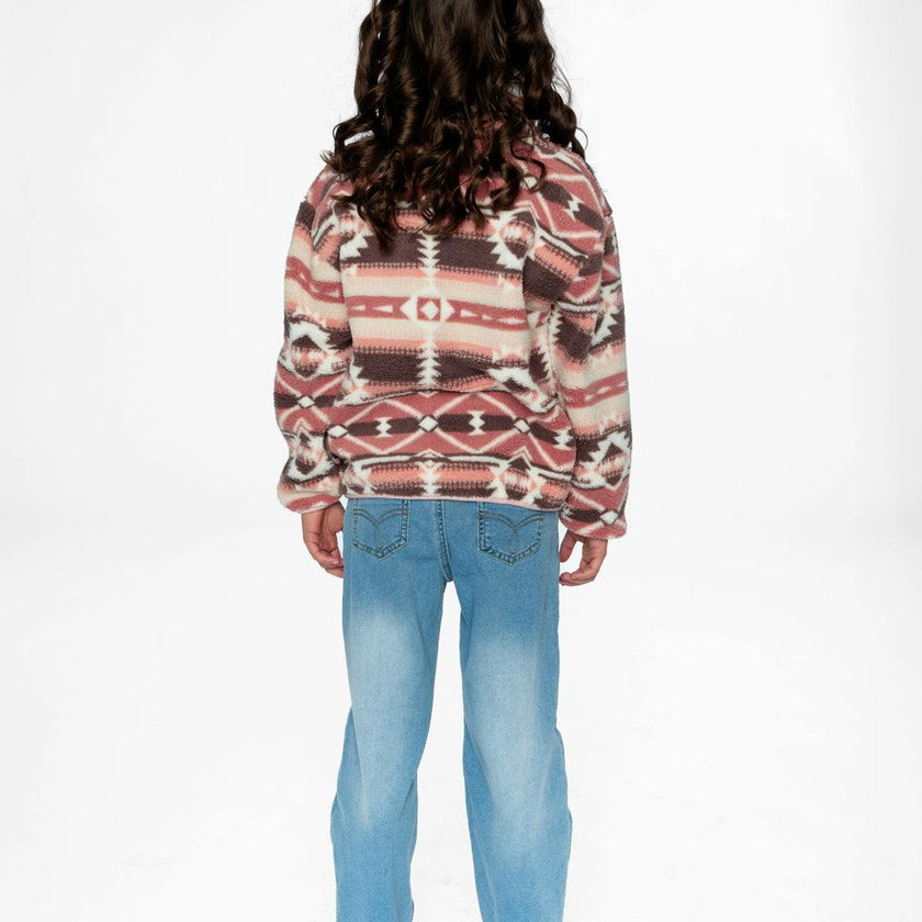 Mid-Season Plush Pullover Jacket Aztec Pink
