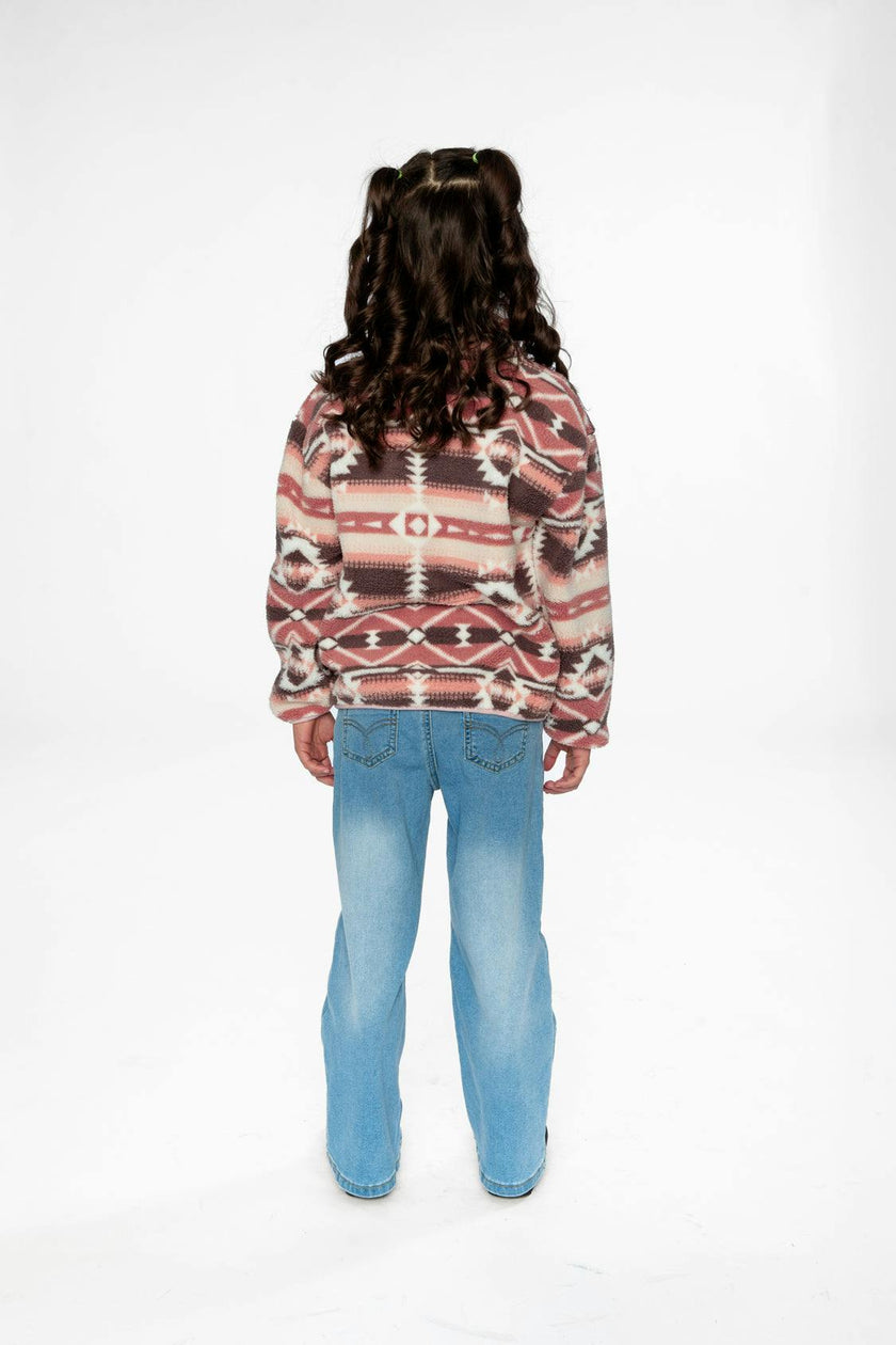 Mid-Season Plush Pullover Jacket Aztec Pink